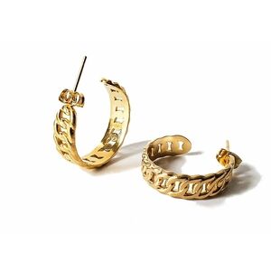 Stainless steel cuban link hoop earrings